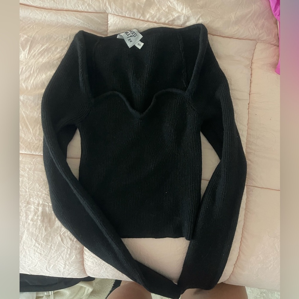 Princess Polly black sweetheart neckline sweater